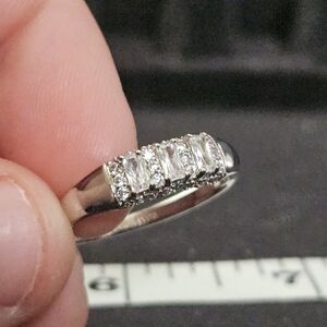 Bomb Party Diamond Cubic Zirconia, Rhodium Plating Size 9 Ring
